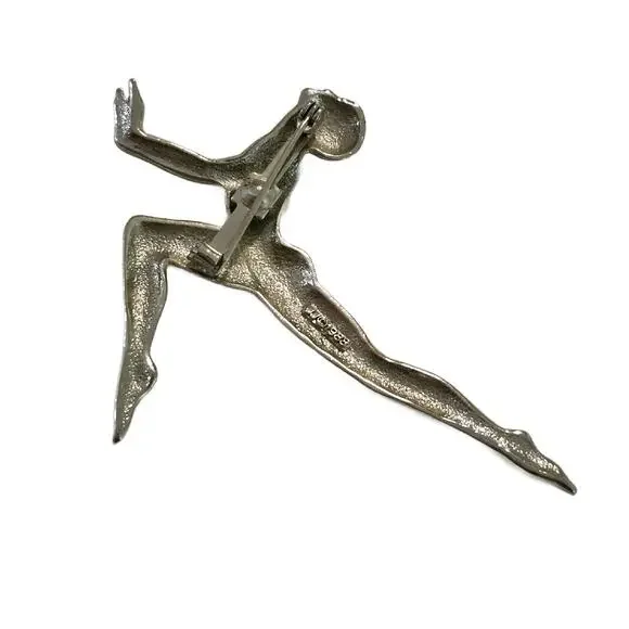 Art Deco Style Dancer Silhouette Brooch by JJ Jonette, 3" Long - Picture 9 of 10